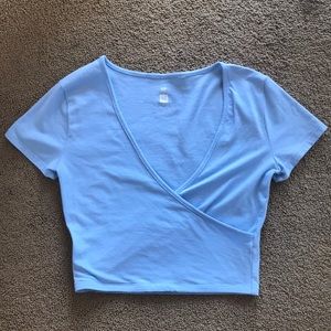 Light Blue Crop Top With V-Neck (Me to We) - Small